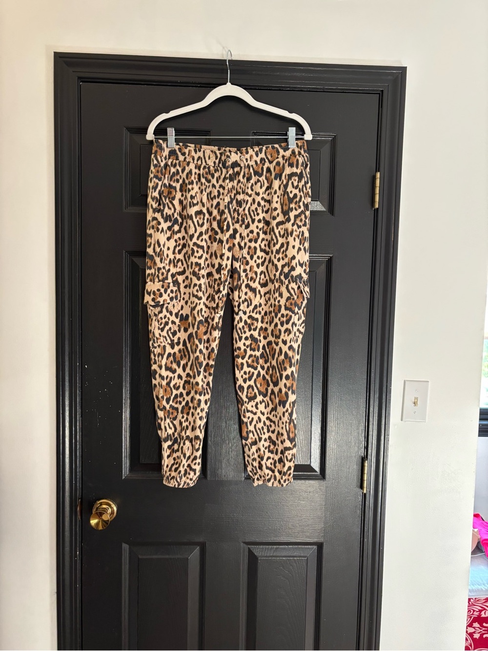 Socialite Leopard Print Cargo Joggers - Brown & Black